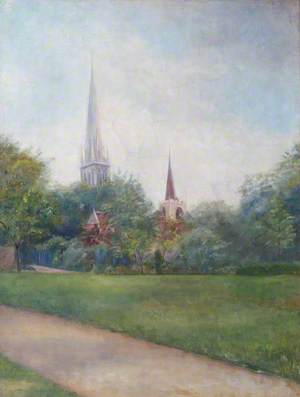 Landscape with Churches in the Background (St Mary's Old Church and St Mary's New Church, Stoke Newington)