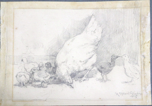 'Family Life' – A Hen with Her Chicks from The Poplars, Mill Lane, Chadwell Heath