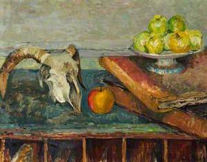 Still Life with Sheep's Skull and Green Apples in a Dish*