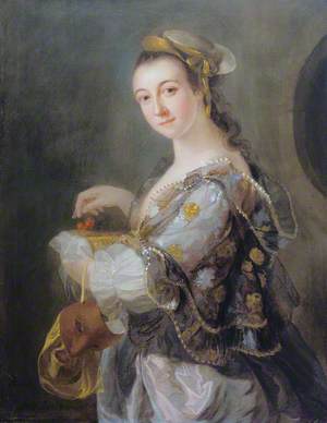 Portrait of a Lady with a Mask and Cherries
