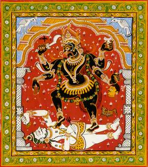 Kali Standing on Shiva Holding a Severed Head