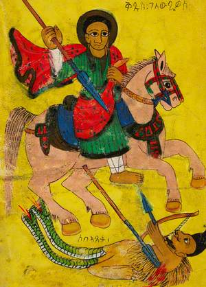 Religious Icon on Horse with Demon