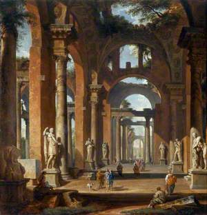 Statues in a Ruined Arcade
