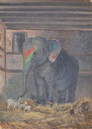 Famous Elephant with Pet Goat, Bhavnagar, Gujarat, India