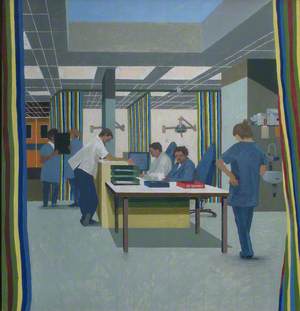 Treatment in Minors, Departure from Main Entrance, 2003 (a set of 7 progress paintings, panel 6 of 7)