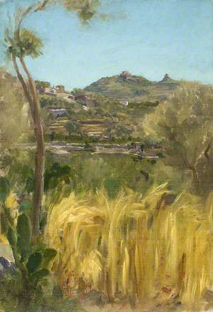 A View in Italy with a Cornfield