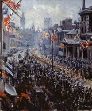 Peace Celebrations, Indian Troops Marching Down Whitehall, 1919