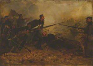 Private John McDermond (1832–1868), VC, 47th (The Lancashire) Regiment of Foot, Winning the Victoria Cross by Saving Colonel Haly, His Commanding Officer, at Inkerman, on 5 November 1854