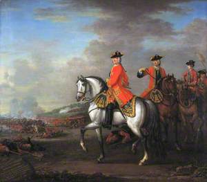 George II at the Battle of Dettingen, with the Duke of Cumberland and Robert, 4th Earl of Holderness, 27 June 1743