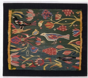 Part of Seat or Carriage Cushion Cover (Birds and Vines)
