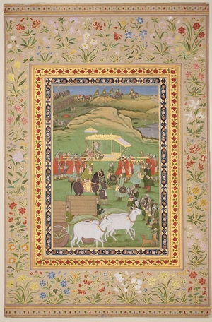 Album Page with the Mughal Emperor Awrangzeb out Hunting