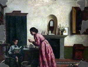 Interior with a Woman and a Boy Reading