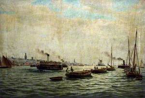 Mersey Scene with Barges