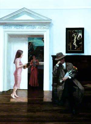 Three Figures in a Gallery