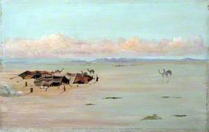 Desert Landscape with Bedouin Tents, Camels and Figures