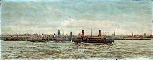 Ferry Boats on the River Mersey, 1890