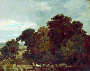 Landscape with Trees, a Shepherd and His Flock