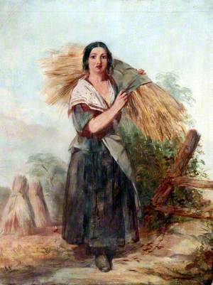 Woman Holding a Corn Bushel