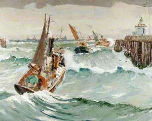 Steam Drifters Heading out in Rough Sea
