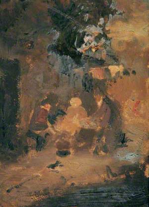Three Figures Seated in a Landscape