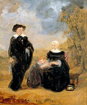 Couple with a Child in a Garden