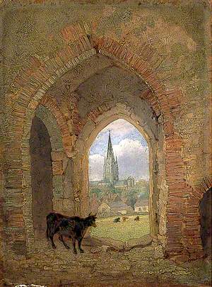 View through the Archway of the Cow Tower, Norwich, Showing the Dean Meadow