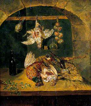 Still Life of Dead Game with a Flagon and a String of Onions