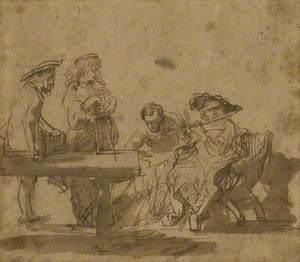 Group of Musicians Listening to a Flute Player