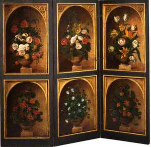 Three-Panel Screen with Six Flower Pieces