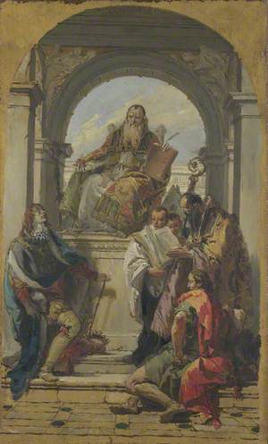 Saints Augustine, Louis of France, John the Evangelist and a Bishop Saint