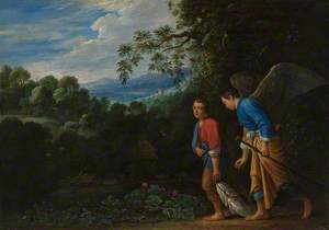Tobias and the Archangel Raphael returning with the Fish