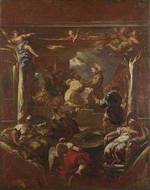 Saint Anthony of Padua miraculously restores the Foot of a Self-Mutilated Man