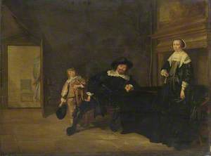 Portrait of a Man, a Woman and a Boy in a Room