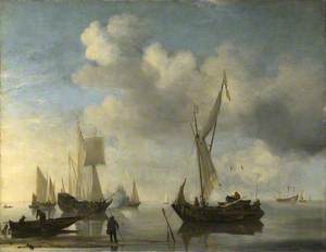 Dutch Vessels lying Inshore in a Calm, one Saluting