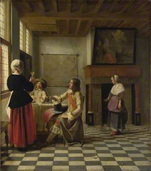 An Interior, with a Woman drinking with Two Men, and a Maidservant