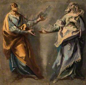 Study of Two Figures in Adoration (possibly Saint Joseph and the Virgin Mary, or Saints Joachim and Anna)