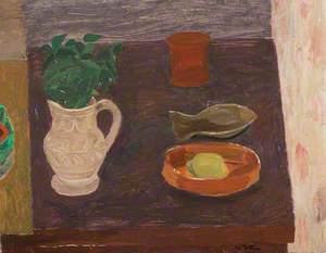 Still Life, Pot with Evergreen Leaves