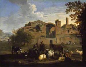 Landscape with Herdsmen and Animals in front of the Baths of Diocletian, Rome
