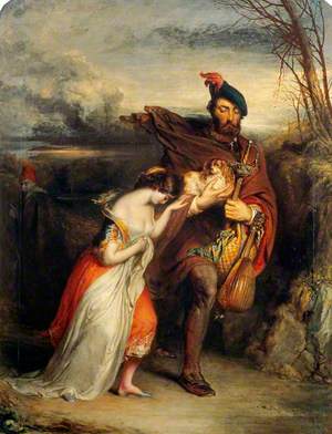 The Gow Chrom Reluctantly Conducting the Glee Maiden to a Place of Safety (from Scott's 'The Fair Maid of Perth')