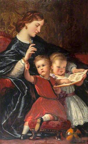 The First Lesson: the Artist's Wife, Janet Parker Vance Langmuir with their Children, Janet and James