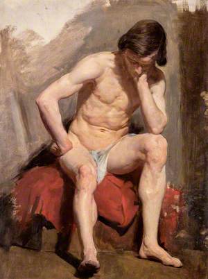 Life Study of a Seated Nude Male Model