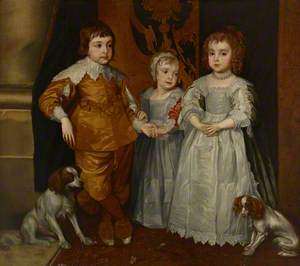 Charles II (1630–1685), King of Scots (1649–1685), King of England and Ireland (1660–1685), with James, Duke of York (1633–1701), Later James VII and II, and Princess Mary (1631–1660)