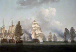 'Attack of the French Squadron under Monsr. Bompart Chef d'Escadre, upon the Coast of Ireland, by a Detachment of His Majesty's Ships under the Command of Sir J. B. Warren, Oct. 12th 1798'