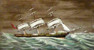 Full-Rigged British Ship in Heavy Seas