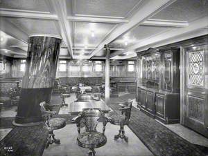 Second class library, with mast passing through floor to ceiling