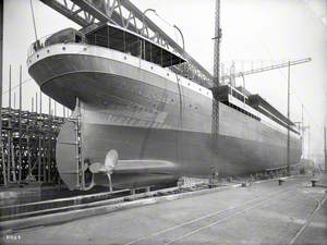 Starboard stern view on No. 6 slip, South Yard prior to launch