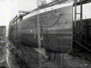 Starboard bow view on No. 6 slip, South Yard prior to launch