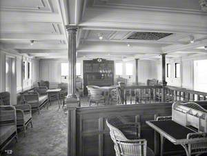 First class lounge/social hall, with wicker furniture