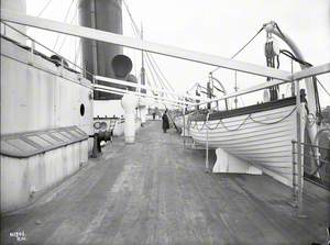 View forward along starboard boat deck