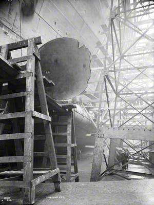 HMS 'Hawke' collision damage – starboard propeller, looking forward from dock floor